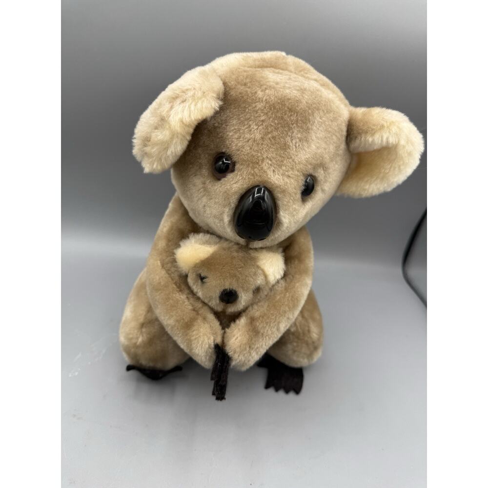 Vintage Dakin Koala Bear Plush With Baby Stuffed Animal 9” Brown Tan